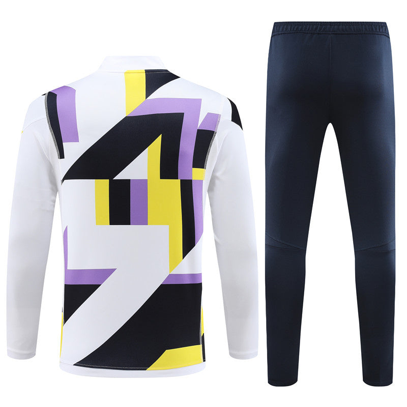 Real Madrid Long Sleeve Zipped Tracksuit White/Navy 2023-24