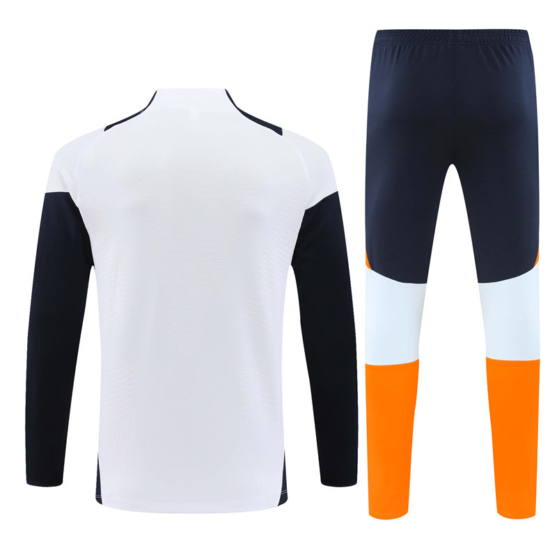 Real Madrid Long Sleeve Zipped Tracksuit White/Black/Orange 2024-25