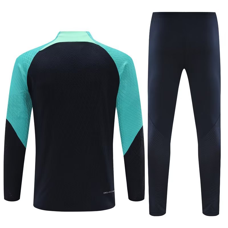 Barcelona Long Sleeve Tracksuit Black/Cyan 2023-24