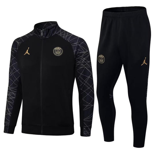 PSG Paris Saint-German Long Sleeve Zipped Tracksuit Black/Black 2023-24
