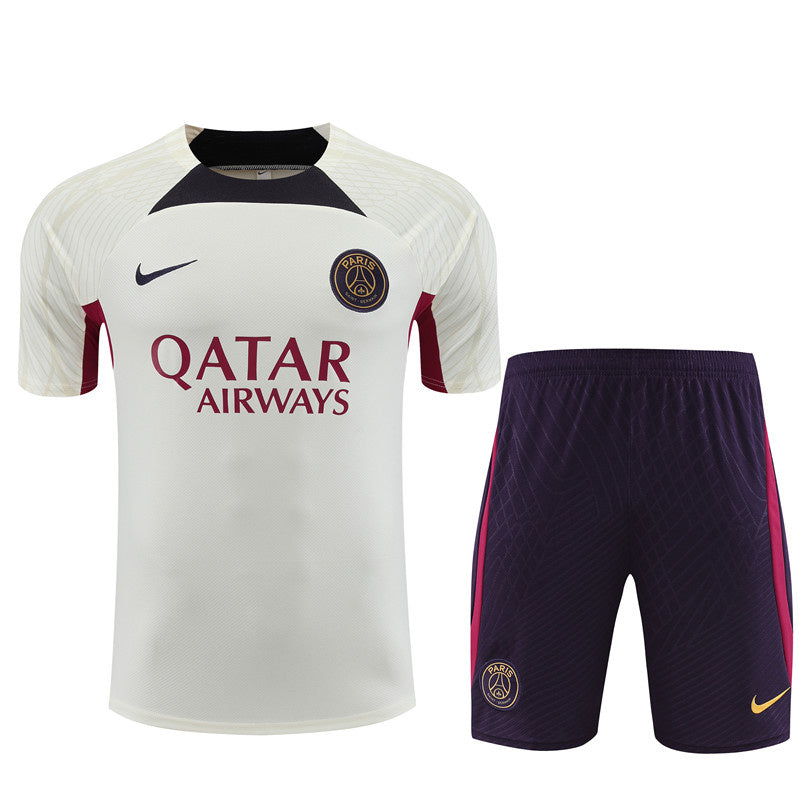 PSG Paris Saint German Short Sleeve Set White/Navy/Wine 2023-24