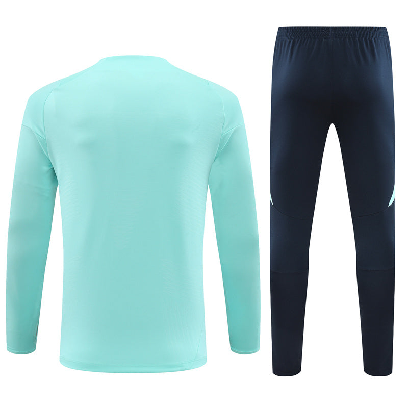 Real Madrid Long Sleeve Zipped Tracksuit Light Blue/Black 2024-25