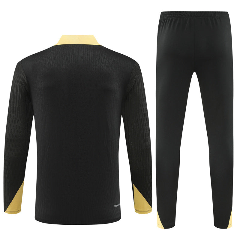 Barcelona Long Sleeve Tracksuit Black/Gold 2024-25