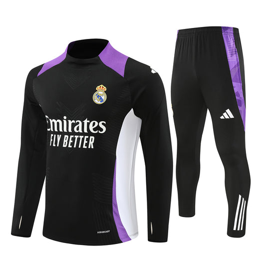 Real Madrid Long Sleeve Zipped Tracksuit Black/Purple 2024-25