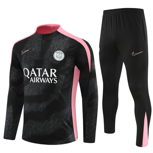 PSG Paris Saint German Long Sleeve Tracksuit Black/Pink 2024-25