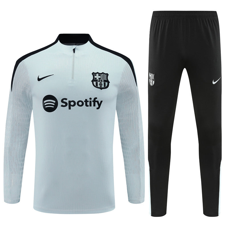 Barcelona Long Sleeve Tracksuit White/Black 2024-25