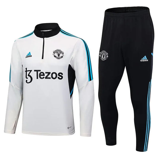 Manchester United Long Sleeve Tracksuit White/Black 2023-24