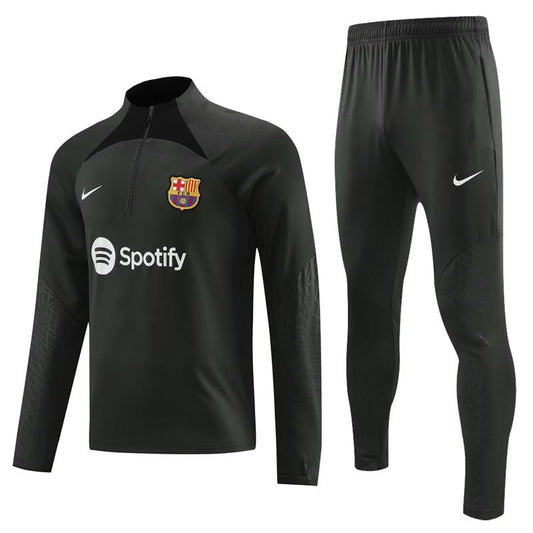 Barcelona Long Sleeve Zipped Tracksuit Black 2023-24