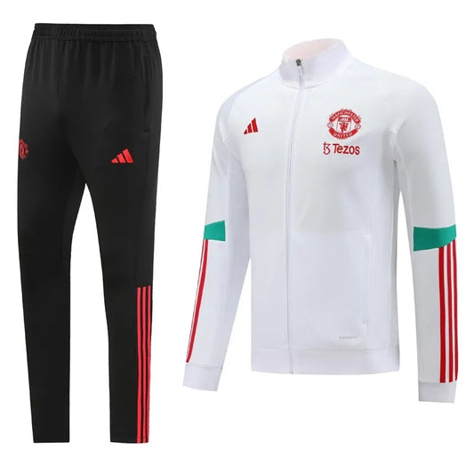 Manchester United Long Sleeve Tracksuit White/Black 2023-24
