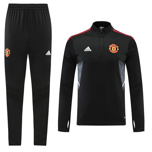 Manchester United Long Sleeve Zipped Tracksuit Black/Red 2022-23