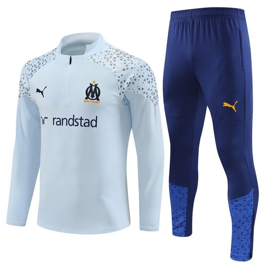 Marseille Long Sleeve Zipped Tracksuit White/Navy 2023-24