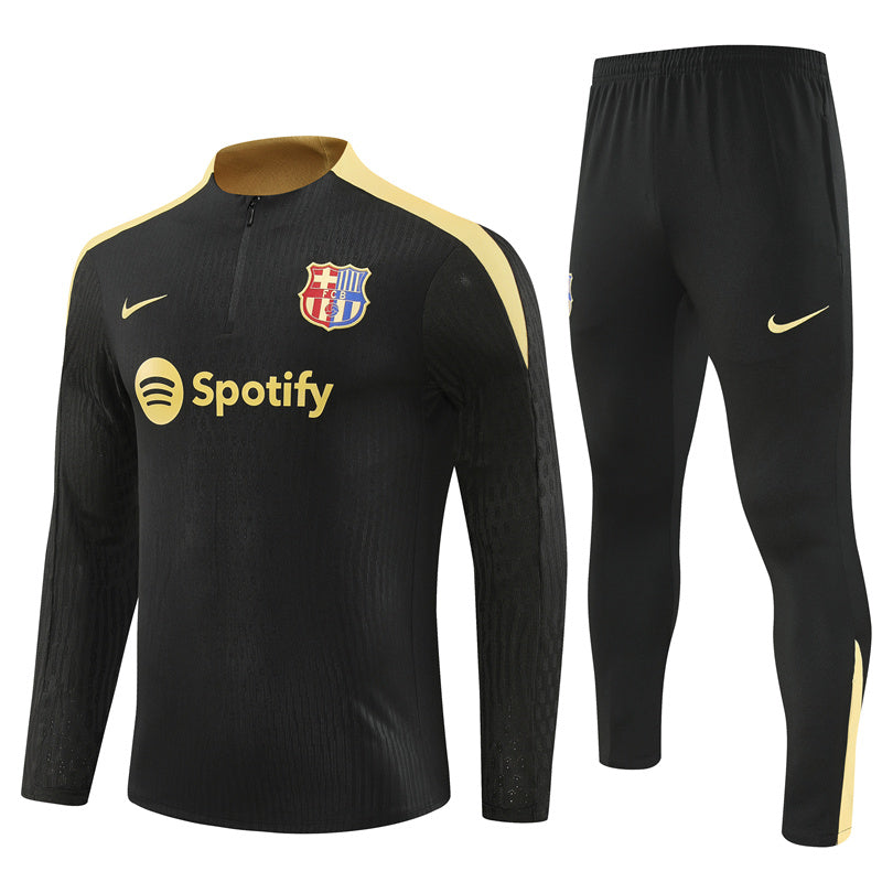 Barcelona Long Sleeve Tracksuit Black/Gold 2024-25