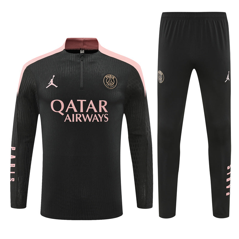 PSG Paris Saint German Long Sleeve Tracksuit Black/Pink 2024-25