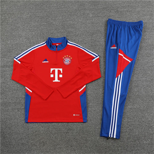 Bayern Munich Long Sleeve Zipped Tracksuit Red/Blue 2022-23