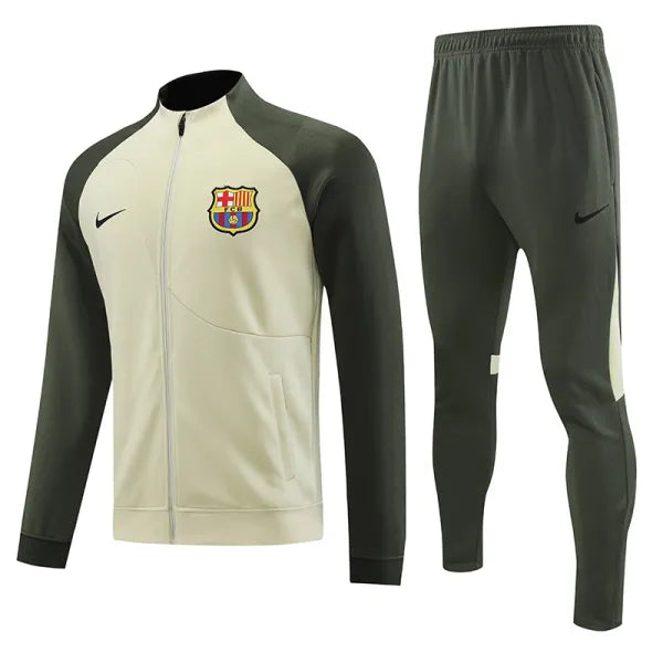 Barcelona Long Sleeve Zipped Tracksuit White/Grey 2023-24