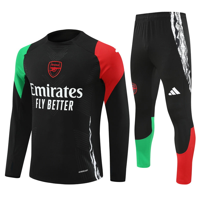 Arsenal Long Sleeve Zipped Tracksuit Black/Red/Green 2024-25