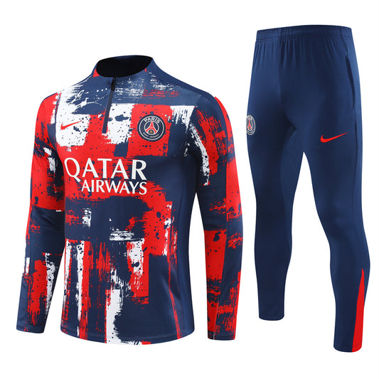 PSG Paris Saint German Long Sleeve Tracksuit Red/Blue 2024-25