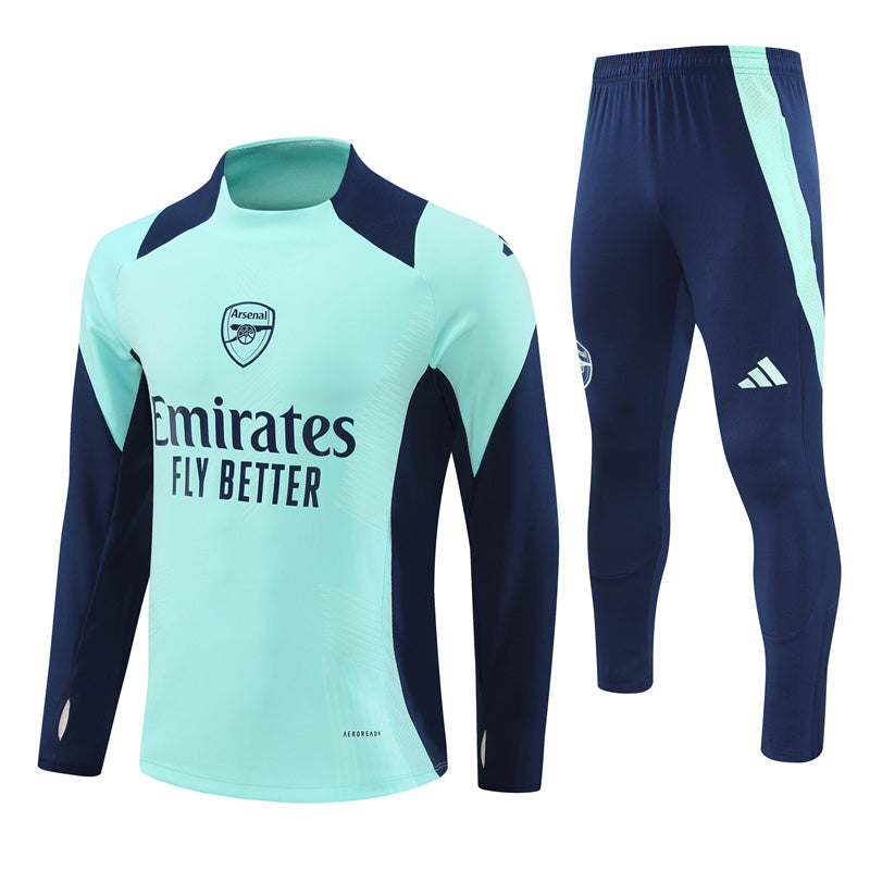 Arsenal Long Sleeve 1/4 Zipped Tracksuit Cyan/Navy 2024-25