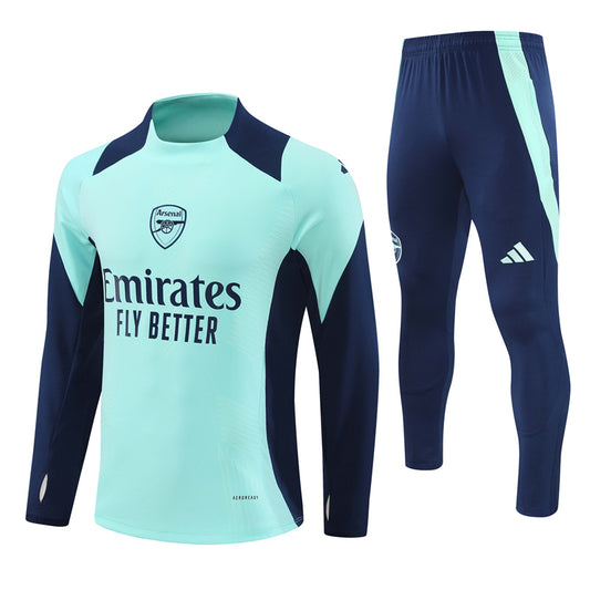 Arsenal Long Sleeve 1/4 Zipped Tracksuit Cyan/Navy 2024-25