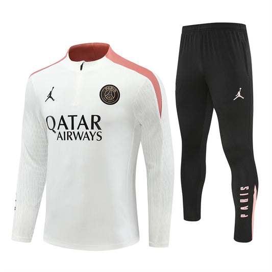 PSG Paris Saint German Long Sleeve Tracksuit White/Pink 2024-25