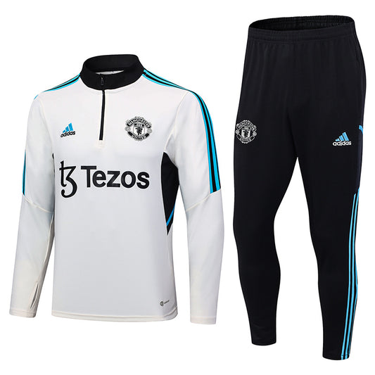 Manchester United Long Sleeve Tracksuit White/Black 2023-24