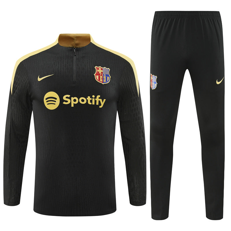 Barcelona Long Sleeve Tracksuit Black/Gold 2024-25