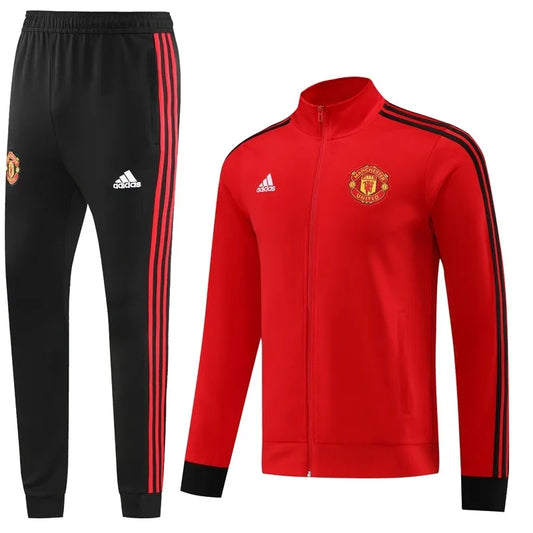 Manchester United Long Sleeve Zipped Tracksuit Red/Black 2023-24