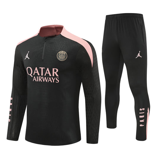 PSG Paris Saint German Long Sleeve Tracksuit Black/Pink 2024-25