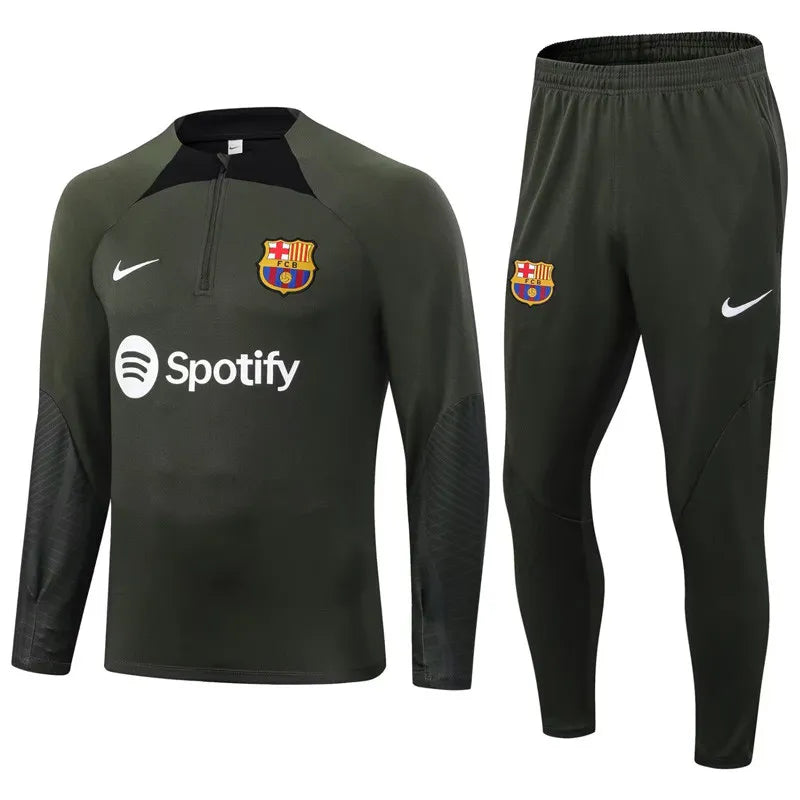 Barcelona Long Sleeve Tracksuit Grey/Black 2023-24