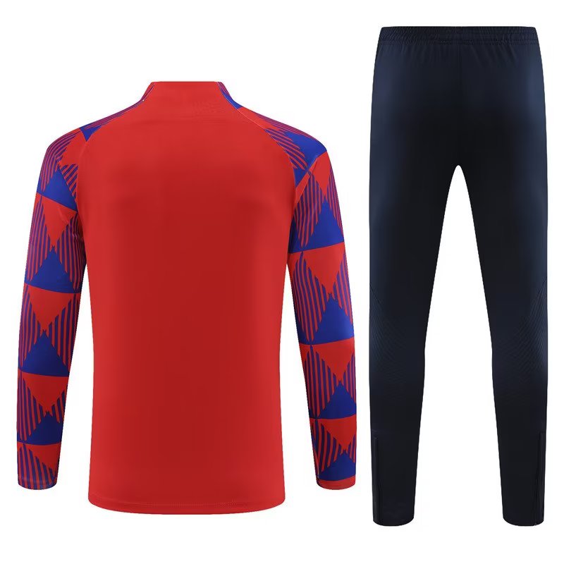Barcelona Long Sleeve Zipped Tracksuit Red/Black 2023-24