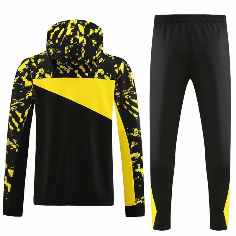 Dortmund Long Sleeve Zipped Tracksuit Black/Yellow 2023-24