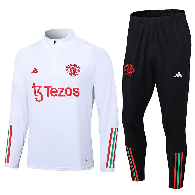 Manchester United Long Sleeve Tracksuit White/Black 2023-24