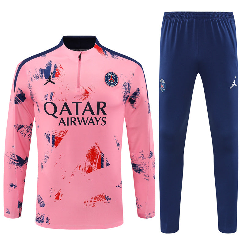 PSG Paris Saint German Long Sleeve Tracksuit Pink/Navy 2024-25