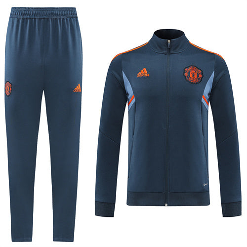 Manchester United Long Sleeve Zipped Tracksuit Blue/Orange 2022-23