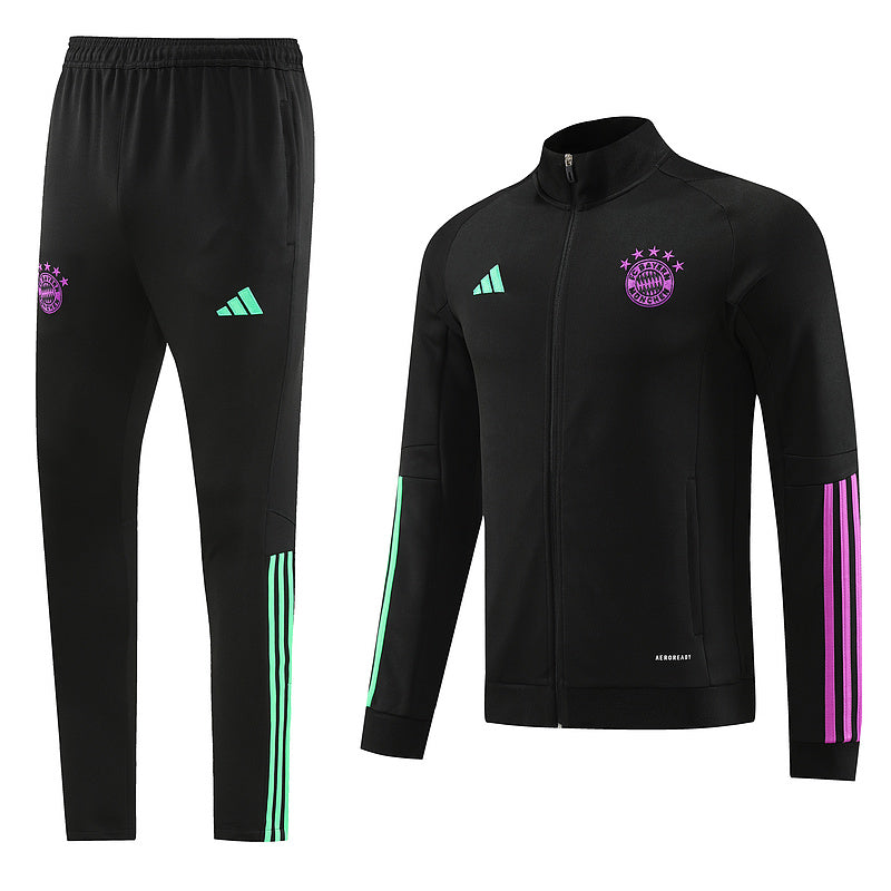 Bayern Munich Long Sleeve Zipped Tracksuit Black/Purple 2023-24