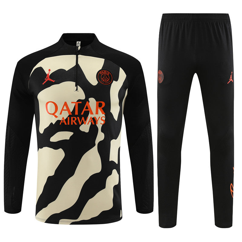 PSG Paris Saint German Long Sleeve Tracksuit Black/White/Red 2023-24