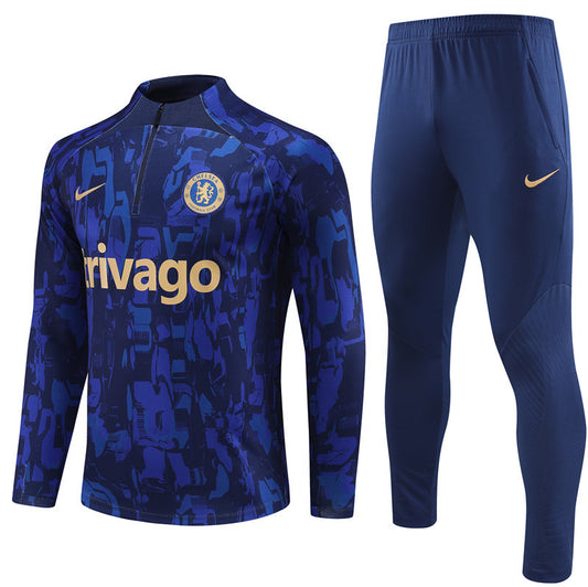 Chelsea Long Sleeve Tracksuit Navy Camo 2023-24