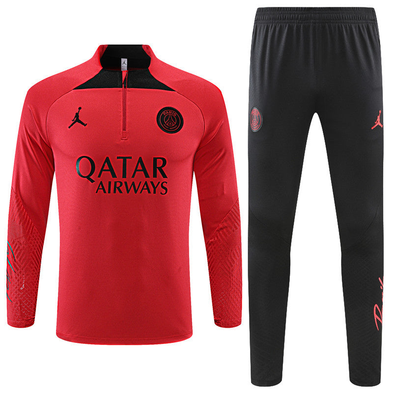 PSG Paris Saint German Long Sleeve Tracksuit Red/Black 2022-23