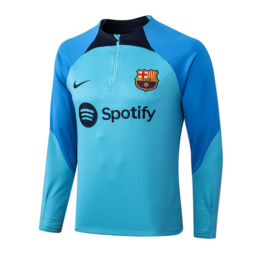Barcelona Long Sleeve Tracksuit Light Blue/Navy 2022-23