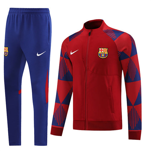 Barcelona Long Sleeve Zipped Tracksuit Red/Blue 2022-23