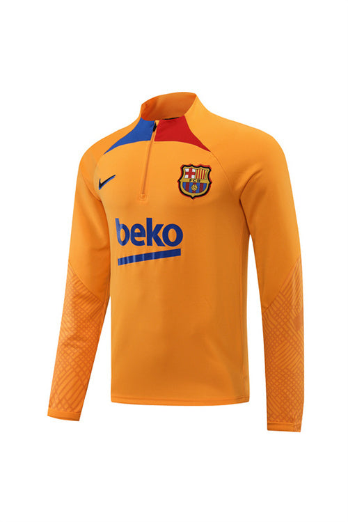 Barcelona Long Sleeve Tracksuit Orange/Navy 2022-23