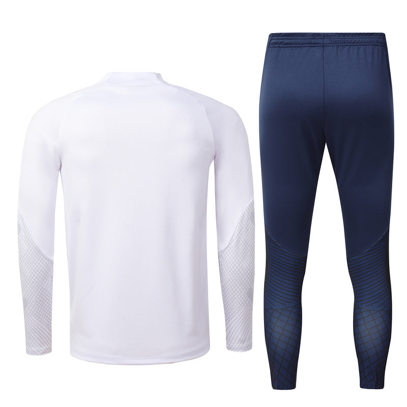 PSG Paris Saint German Long Sleeve Zipped Tracksuit White/Navy 2022-23