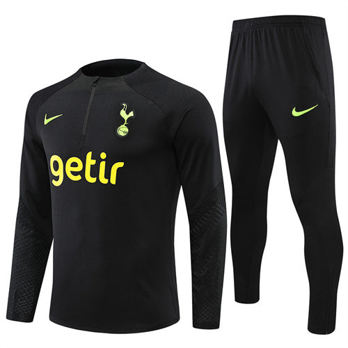 Tottenham Hotspur Long Sleeve Tracksuit Black/Lime 2022-23
