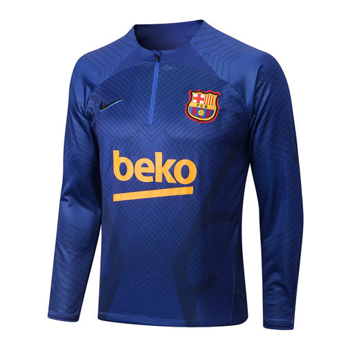 Barcelona Long Sleeve Zipped Tracksuit Navy/Orange 2022-23