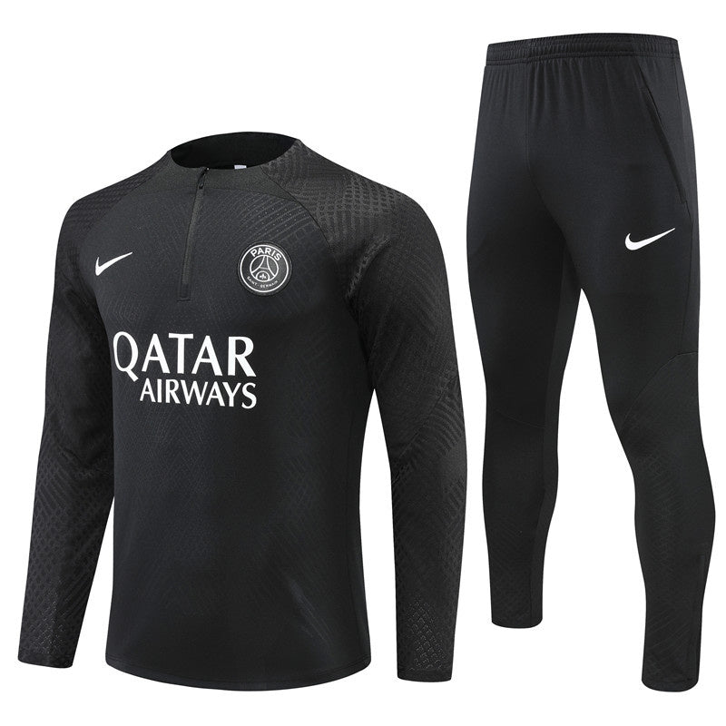 PSG Paris Saint German Long Sleeve Tracksuit Black/Black 2022-23