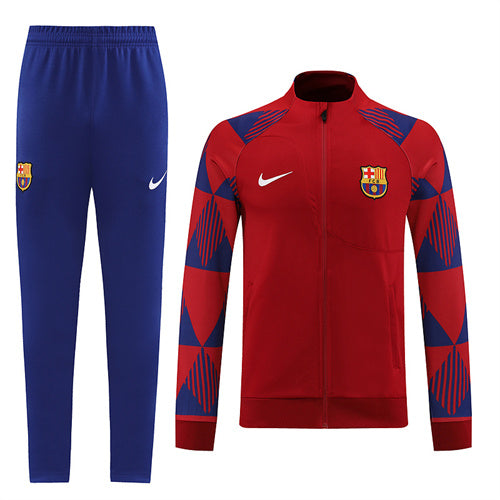 Barcelona Long Sleeve Zipped Tracksuit Red/Blue 2022-23