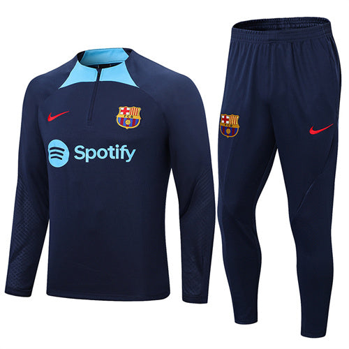 Barcelona Long Sleeve Tracksuit Navy/Cyan 2022-23