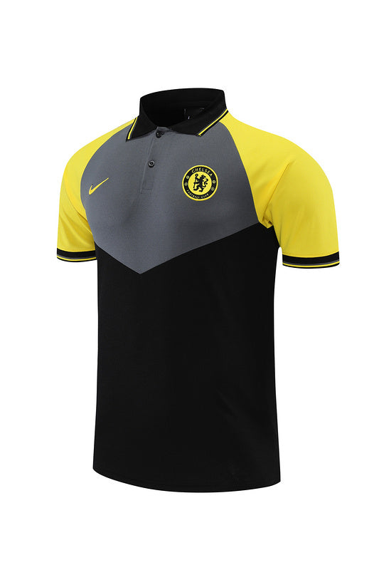 Chelsea Short Sleeve Tracksuit Black/Yellow/Grey 2022-23