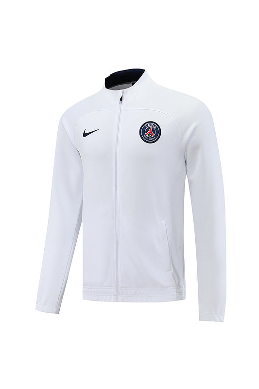 PSG Paris Saint German Long Sleeve Zipped Tracksuit White/Navy 2022-23