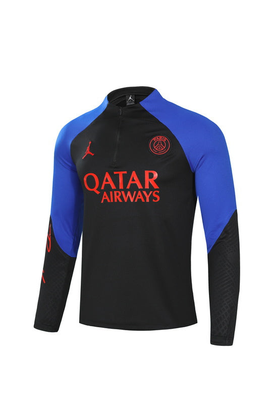 PSG Paris Saint German Long Sleeve Tracksuit Black/Blue/Red 2022-23
